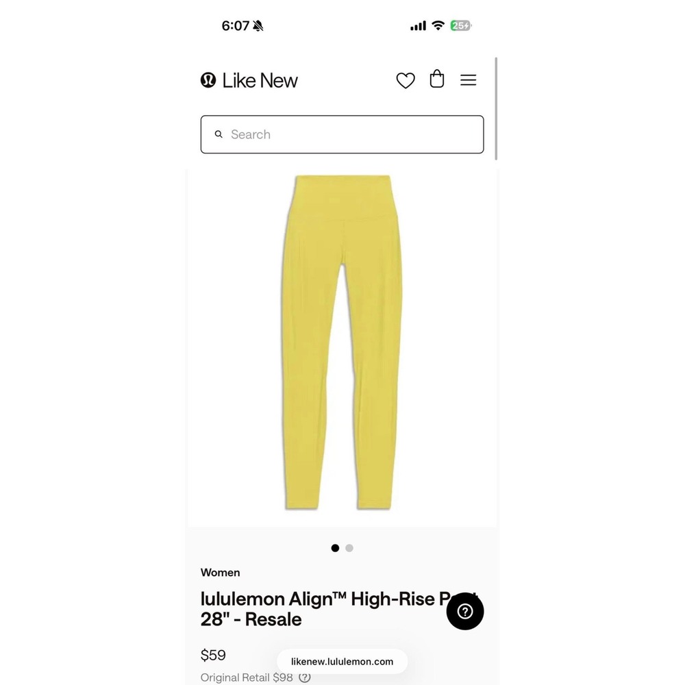 Lululemon Lot of 2 Align High-Rise Pant 25" Neon‎ Yellow Pink Leggings Size 4 - Picture 3 of 5